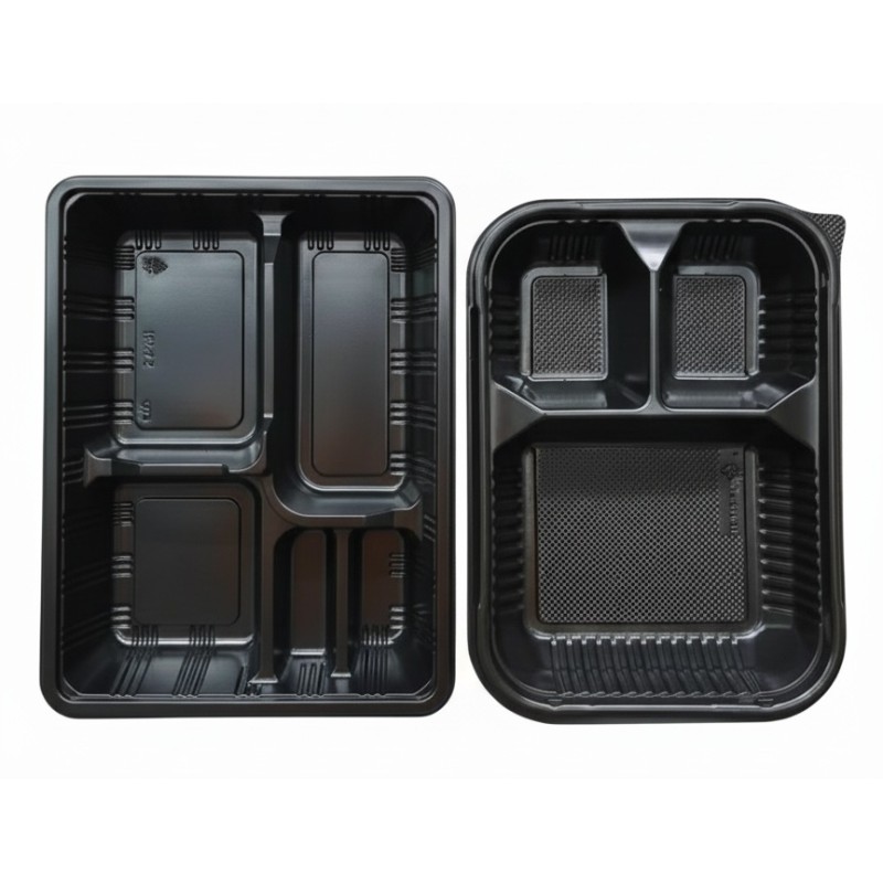 Envases de Plástico Takeaway - Negro - 3 y 5 Compartimentos