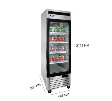 Armario Frigorífico Expositor 610L 1 Puerta Cristal