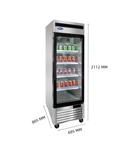 Armario Frigorífico Expositor 610L 1 Puerta Cristal
