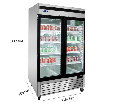 Armario Frigorífico Expositor 1300L 2 Puertas Cristal