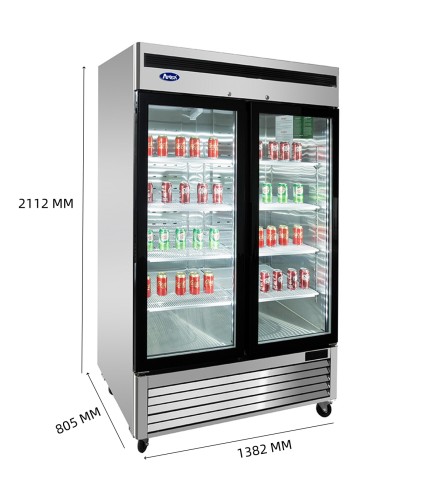 Armario Frigorífico Expositor 1300L 2 Puertas Cristal