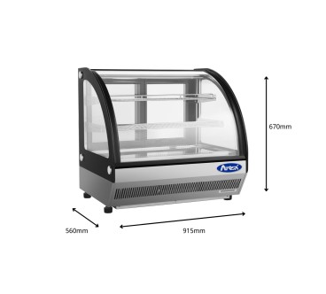 Vitrina Refrigerada Sobremesa Curva 91cm 4.42 kWh/24H  220V