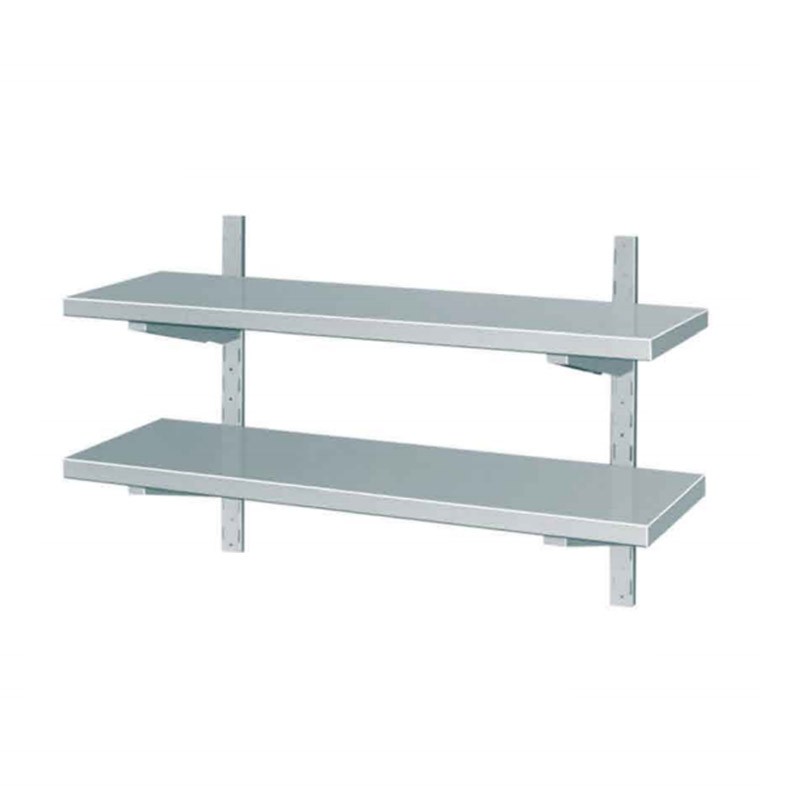 ESTANTERIA DE PARED INOX CON 2 BANDEJAS 800/1200/1600*400*700