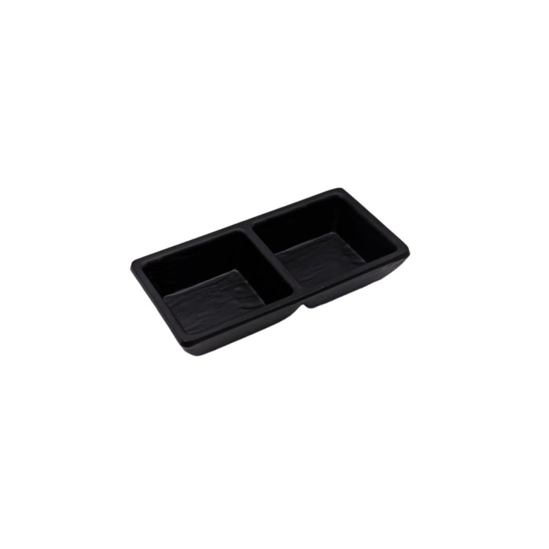 Plato de dos compartimentos para Salsa con Textura de Piedra Melamina 6" Plato de dos compartimentos para Salsa con Textura de Piedra Melamina 6"