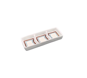 Plato rectangular de tres compartimentos melamina 7"