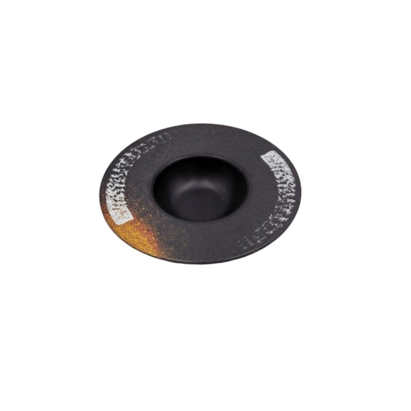 Cuenco forma sombrero con diseño de Piedra negra y dorado melamina 8,8" 21.8x4CM