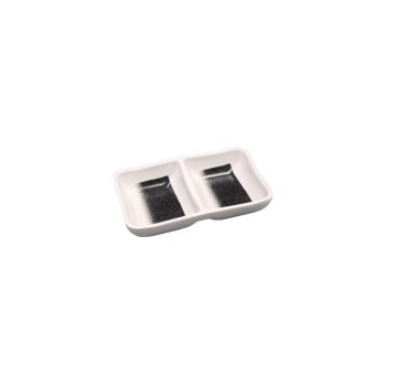 Plato dual gris y blanco melamina 5" 12.7x8.2x2.9CM
