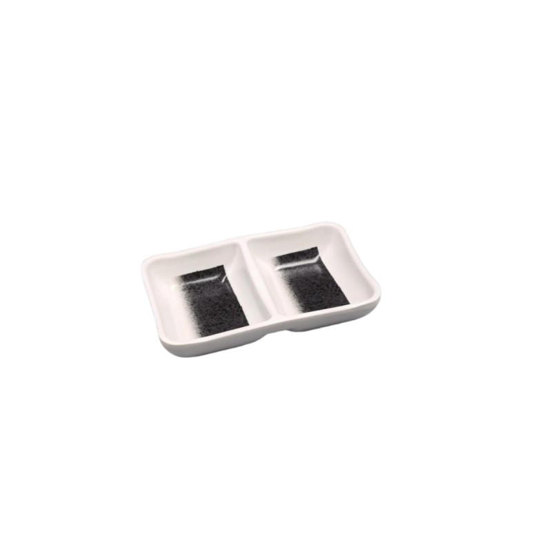Plato dual gris y blanco melamina 5" 12.7x8.2x2.9CM