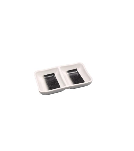 Plato dual gris y blanco melamina 5" 12.7x8.2x2.9CM