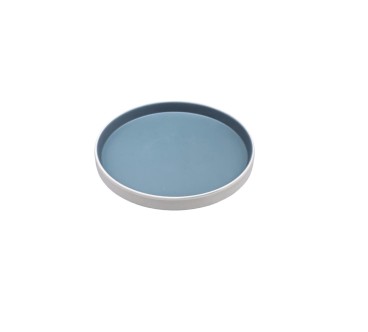 Plato redondo apilable exterior blanco interior azul melamina 7,5" 19x2.5CM