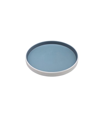 Plato redondo apilable exterior blanco interior azul melamina 7,5" 19x2.5CM