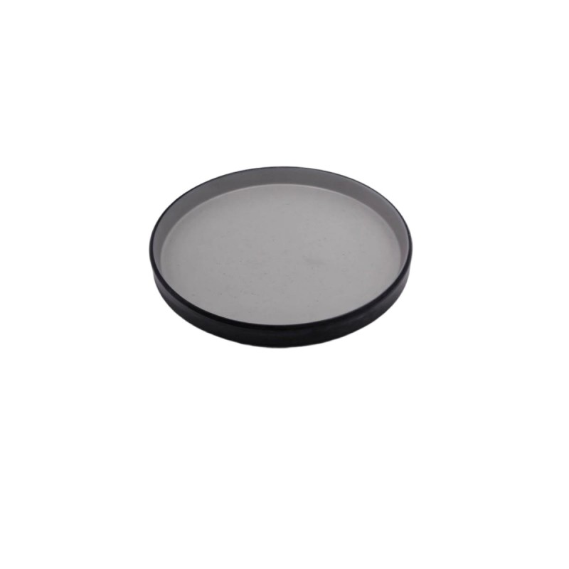 Plato redondo apilable bordes rectos exterior negro interior gris claro melamina 7.5" 19x2.5CM Plato redondo apilable bordes rectos exterior negro interior gris claro melamina 7.5" 19x2.5CM