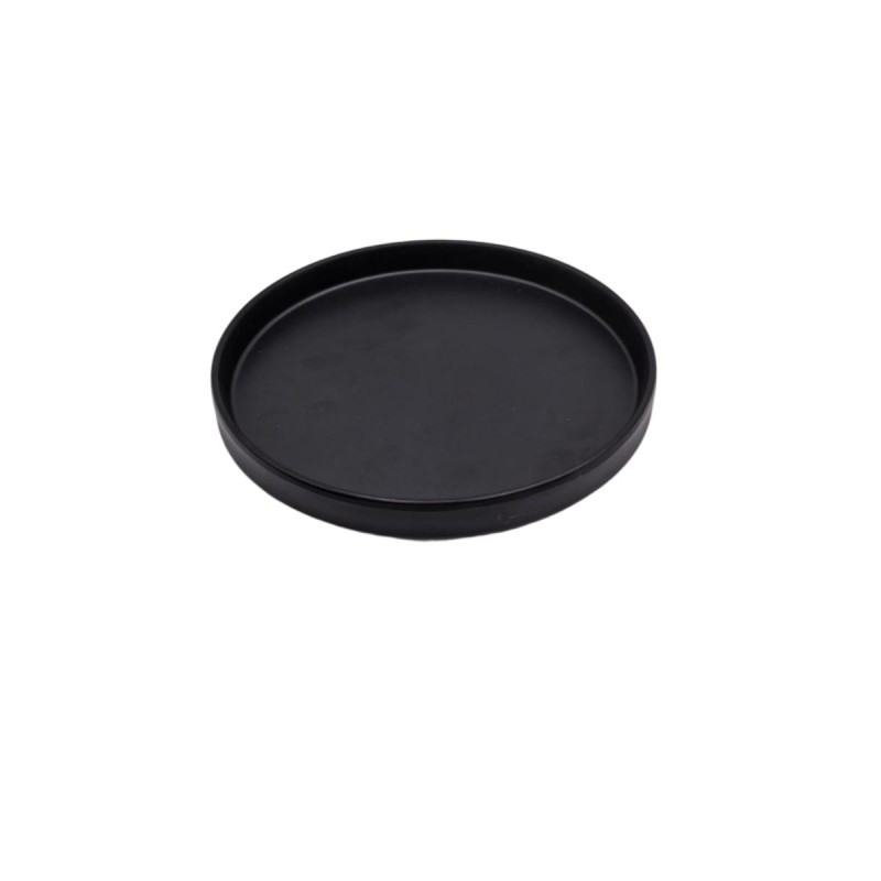 Plato redondo apilable borde recto negro sólido melamina 7,5" 19x2.5CM