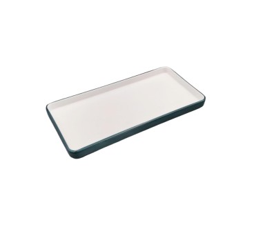 Plato rectangular exterior verde oscuro interior blanco melamina 8/9.8"