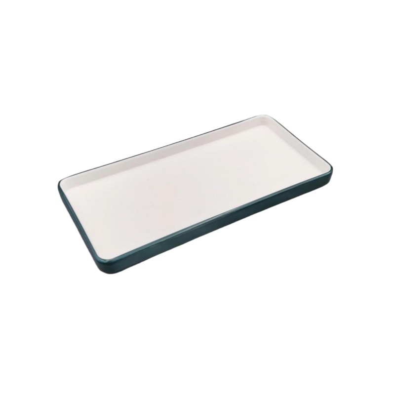 Plato rectangular exterior verde oscuro interior blanco melamina 8/9.8" Plato rectangular exterior verde oscuro interior blanco melamina 8/9.8"
