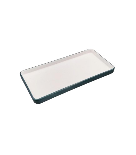 Plato rectangular exterior verde oscuro interior blanco melamina 8/9.8"