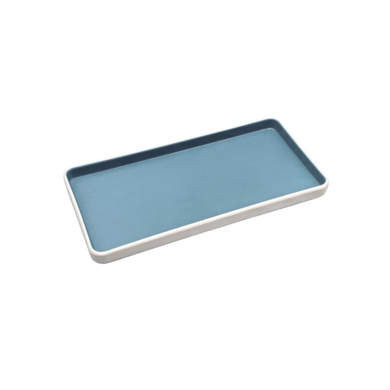 Plato rectangular blanco por fuera y azul por dentro melamina 8/9.8" Plato rectangular blanco por fuera y azul por dentro melamina 8/9.8"