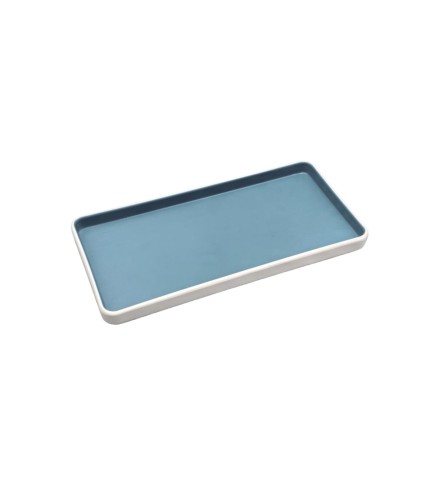 Plato rectangular blanco por fuera y azul por dentro melamina 8/9.8"