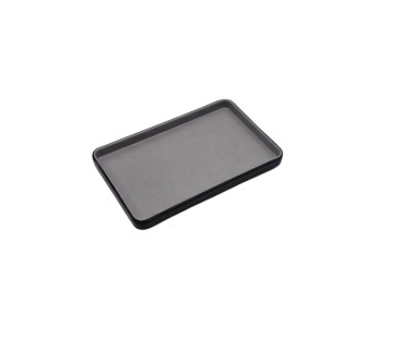 Plato rectangular negro por fuera y gris claro por dentro melamina 8/9.8"