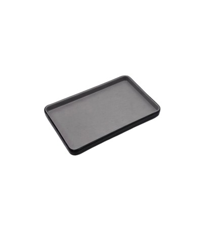 Plato rectangular negro por fuera y gris claro por dentro melamina 8/9.8"