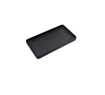 Plato rectangular negro melamina 8/9.8"