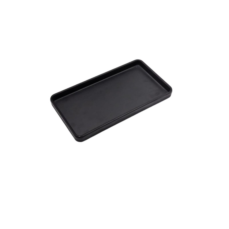 Plato rectangular negro melamina 8/9.8"