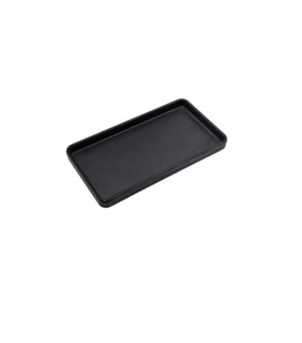Plato rectangular negro melamina 8/9.8"