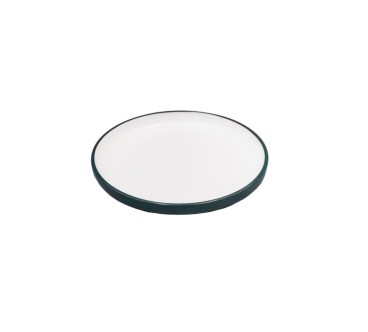 Plato redondo exterior verde oscuro interior blanco melamina 7.5" 18.7x2.5CM