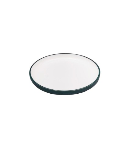 Plato redondo exterior verde oscuro interior blanco melamina 7.5" 18.7x2.5CM