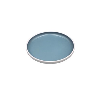 Plato redondo blanco por fuera azul por dentro melamina 7,5" 18.7x2.5CM