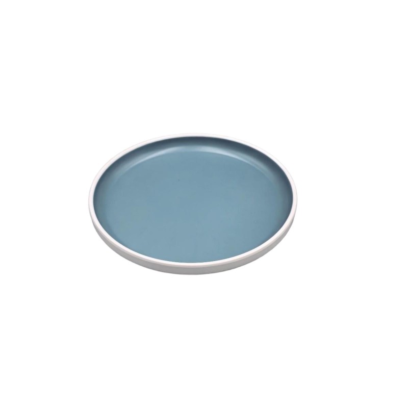Plato redondo blanco por fuera azul por dentro melamina 7,5" 18.7x2.5CM