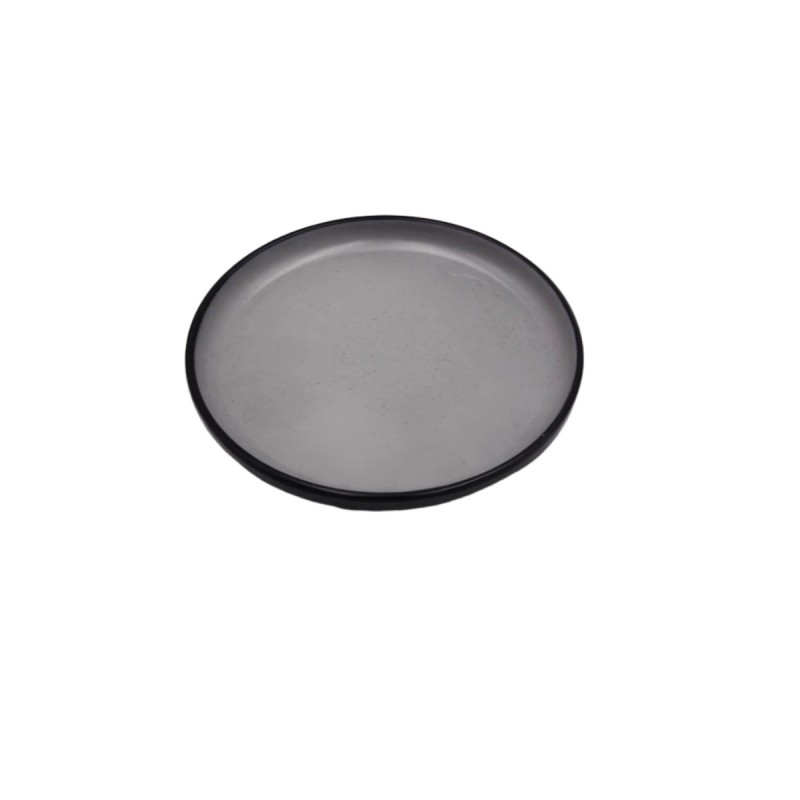 Plato redondo negro por fuera gris claro por dentro melamina 7,5" 18.7x2.5CM