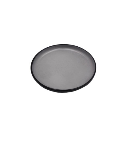 Plato redondo negro por fuera gris claro por dentro melamina 7,5" 18.7x2.5CM