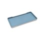 Plato rectangular con muesca exterior blanco interior azul melamina 8/9.8"