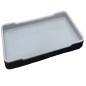 Plato rectangular con muesca exterior negro interior gris claro melamina 8/9.8"