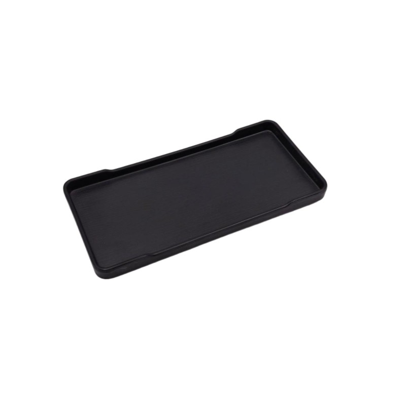Plato rectangular con muesca negro puro melamina 8/9.8"
