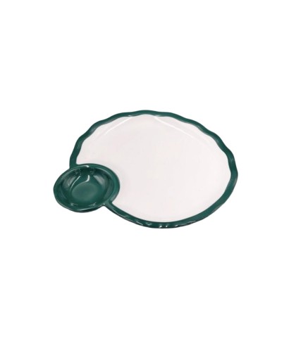 Plato redondo estilo rejilla exterior verde oscuro interior blanco melamina 7.5" 18.5x1.8CM