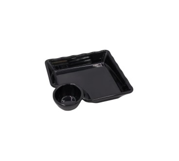 Plato cuadrado con rejilla negro melamina 18.6x17.4x3.8CM