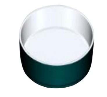 Cuenco redondo exterior verde oscuro interior blanco acabado esmerilado melamina 5" 12.8x4.4CM
