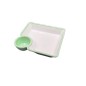 Plato cuadrado con rejillas exterior verde interior blanco melamina 18.6x17.4x3.8CM