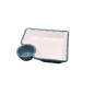 Plato cuadrado cuadriculado exterior azul interior blanco melamina 18.6x17.4x3.8CM