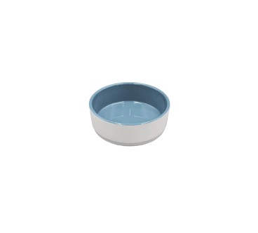 Cuencoredondo exterior blanco interior azul acabado esmerilado melamina 5", 12.8x4.4CM