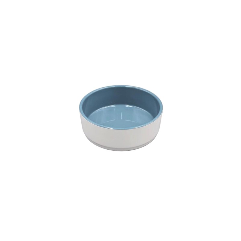 Cuencoredondo exterior blanco interior azul acabado esmerilado melamina 5", 12.8x4.4CM