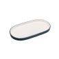 Plato ovalado exterior verde oscuro interior blanco melamina 8/9.4"