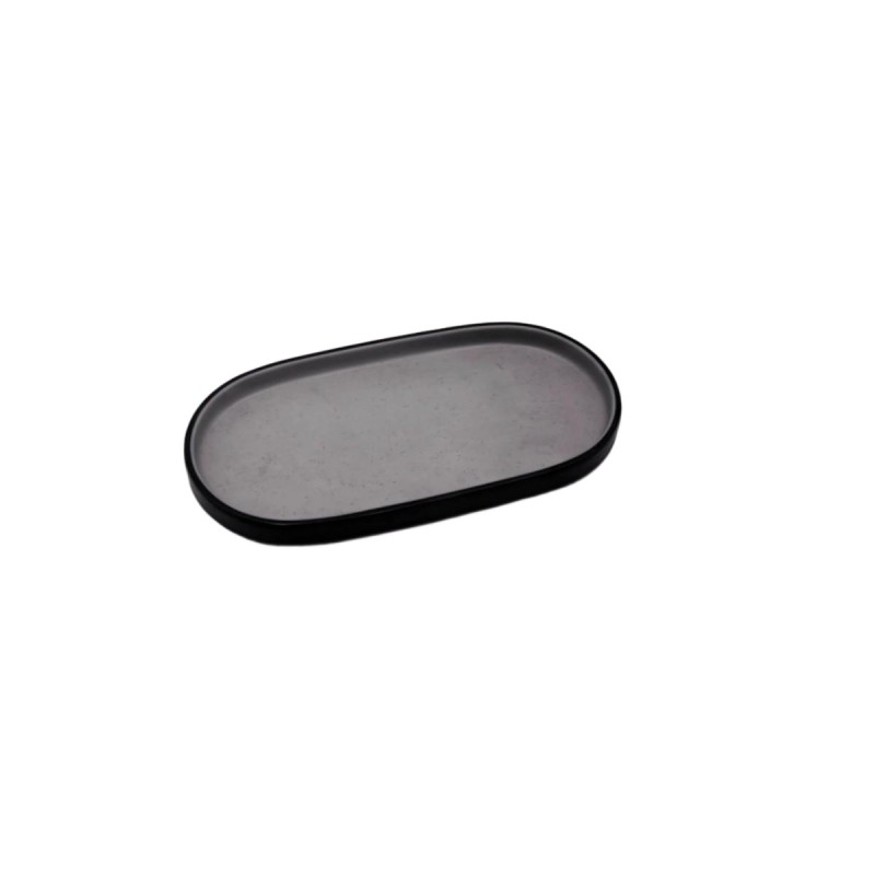 Plato ovalado negro por fuera gris claro por dentro melamina 9,4" 23.7x12.2x1.9CM
