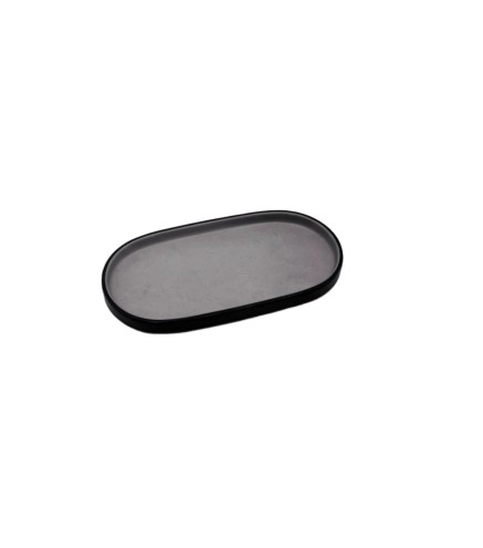 Plato ovalado negro por fuera gris claro por dentro melamina 9,4" 23.7x12.2x1.9CM