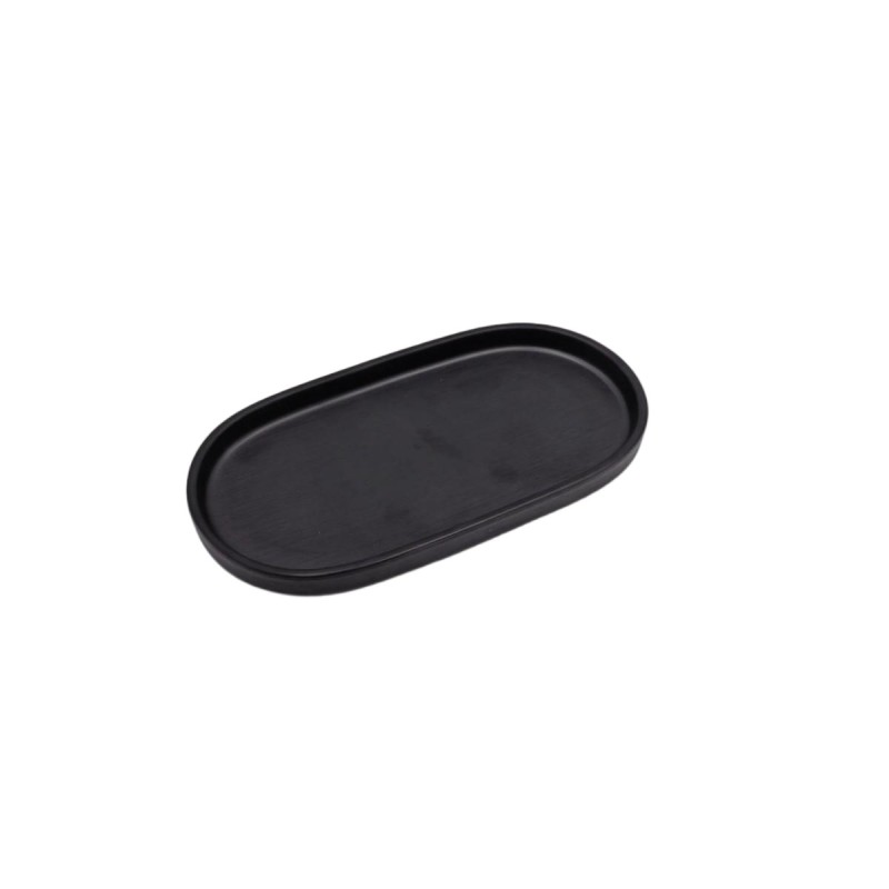 Plato ovalado negro puro melamina 9,4" 23.7x12.2x1.9CM