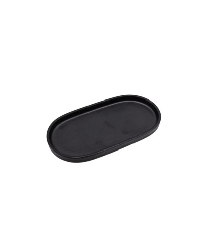 Plato ovalado negro puro melamina 9,4" 23.7x12.2x1.9CM
