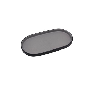 Plato de melamina ovalado bicolor negro-gris 20 x 10,8 x 1,6