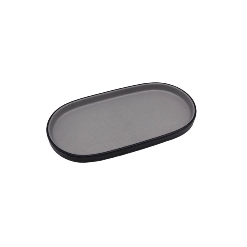 Plato de melamina ovalado bicolor negro-gris 20 x 10,8 x 1,6